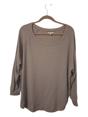 Maurices XL Taupe Waffle Knit Scoop Neck Top